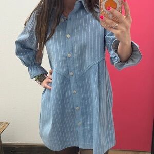 Elegant Blue Button-Up Mini Dress